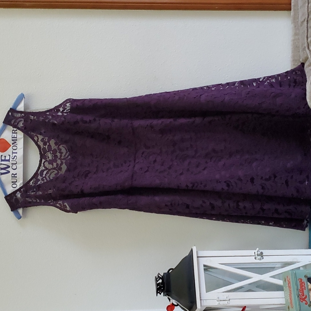 David's Bridal Plum Lace Bridesmaid's Dress Size 16